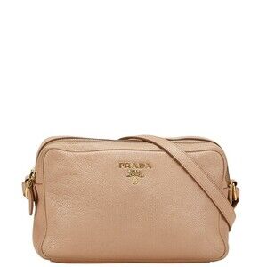 Prada Beige Pink Tan Leather Shoulder Bag